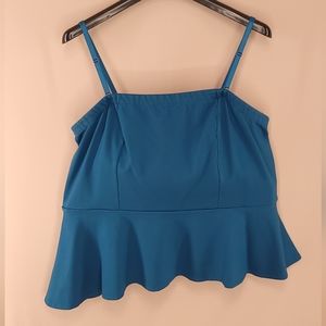 18/20 Lane Bryant Convertible Tube/Tank Top w/Asymmetric Peplum in Teal Blue
